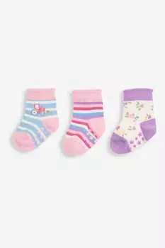 Набор из 3 пар носков JoJo Maman Bb с изображением трактора и мыши Jojo Maman Bb, мультиколор