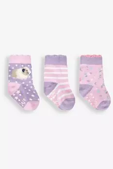 Набор из 3 пар носков с морскими свинками JoJo Maman Bb, сиреневый