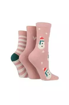 Набор из 3 пар праздничных носков с жаккардовым дизайном Caroline Gardner, розовый