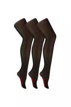 Набор из 3 пар сверхблестящих колготок со швом плотностью 40 ден и линией по спине Sock Snob, красный