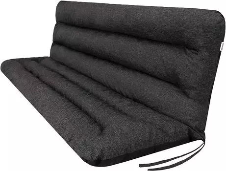 Набор из 3 подушек для сиденья и спинки, подушки для скамейки, подушки для качелей, подушки для качелей, подушки для скамейки, садовой подушки, черный, ок. 180 x 110 x 7 см. Hobbygarden