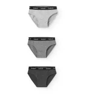 Набор из 3 простых слипов для мальчиков с логотипом на талии Boboli, серый