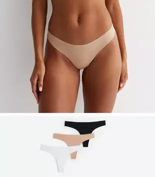 Набор из 3 разноцветных стрингов без VPL New Look, мультиколор