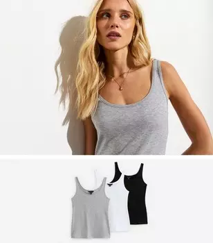 Набор из 3 разноцветных топов-топов из хлопкового джерси New Look, светло-серый