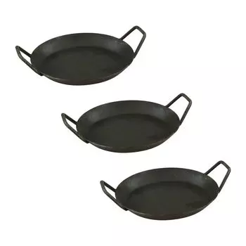 Набор из 3 сервировочных сковородок из кованого железа с двумя боковыми ручками, 20 см GVKECO