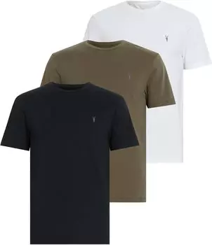 Набор из 3 штук с короткими рукавами Brace Crew AllSaints, цвет Optic White/Jet Black/Green