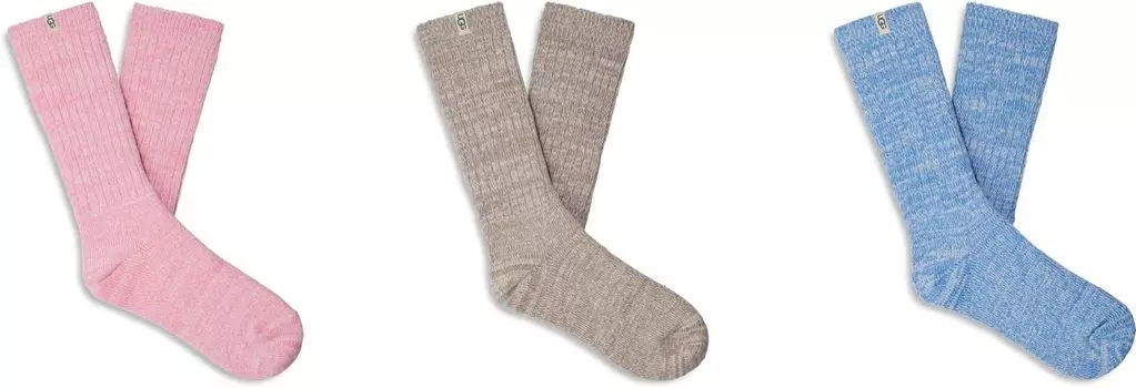 Набор из 3 слашей круглой вязки ребристой вязки UGG, цвет Pink Meadow/Granite/Blue Lotus
