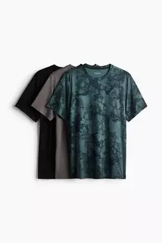 Набор из 3 спортивных рубашек из материала drymove стандартной посадки H&M, зеленый