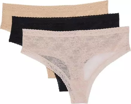 Набор из 3 стрингов Escape Natori, цвет Black/Caf/Rose Beige