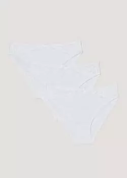 Набор из 3 трусиков с кружевом и высокими штанинами, белый