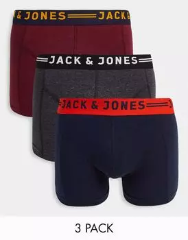Набор из 3 трусов-боксеров узкого кроя Jack & Jones с контрастным поясом