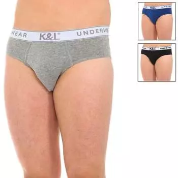 Набор из 3 трусов из дышащей ткани и анатомической передней части kl3002 для мужчин Kisses And Love, мультиколор