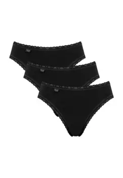 Набор из 3 трусов с кружевной талией из хлопка 24/7 с каймой для женщин Sloggi, черный