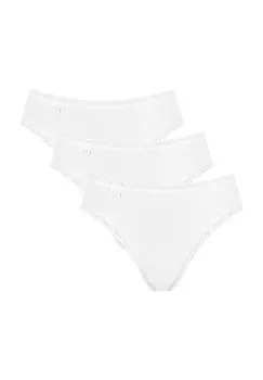 Набор из 3 трусов с кружевной талией из хлопка 24/7 с каймой для женщин Sloggi, белый