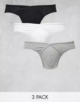 Набор из 3 трусов с перекрещивающимися спереди ASOS DESIGN