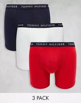 Набор из 3 трусов Tommy Hilfiger красного/белого/темно-синего цвета