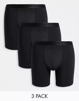 Набор из 3 удлиненных плавок ASOS DESIGN из микрофибры черного цвета