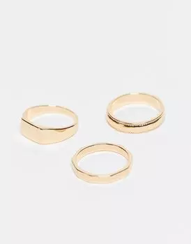 Набор из 3 золотых колец с печаткой Faded Future