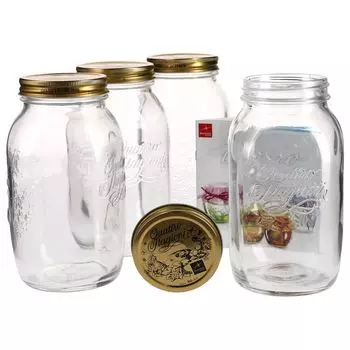 Набор из 4 банок для консервирования Оригинальные банки для хранения Quattro Stagioni объемом 1,5 л, включая буклет с рецептами Bormioli