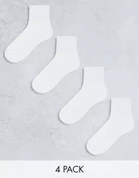 Набор из 4 белых спортивных носков в рубчик Lindex