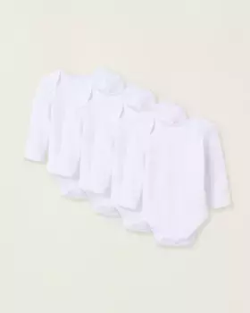 Набор из 4 боди для девочек 100% хлопок со скрещенными плечами Zippy, белый