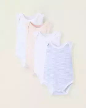 Набор из 4 боди для девочки без рукавов со скрещенными плечами Zippy, многоцветный