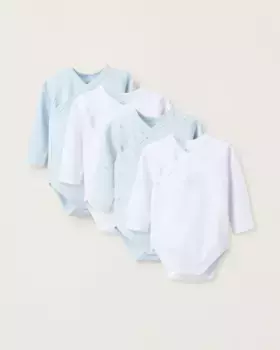 Набор из 4 боди для мальчиков из 100 % хлопка с крестообразной застежкой Zippy, мультиколор