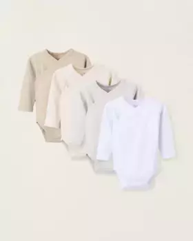 Набор из 4 боди для мальчиков 100% хлопок с поперечной застежкой Zippy, многоцветный