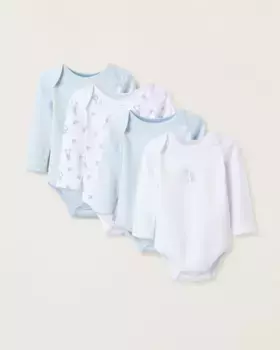 Набор из 4 боди для мальчиков 100% хлопок со скрещенными плечами Zippy, многоцветный