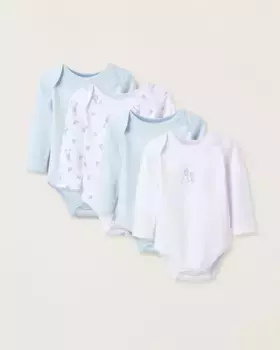 Набор из 4 боди для маленьких мальчиков со скрещенными плечами из 100% хлопка Zippy, мультиколор