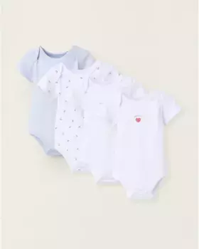 Набор из 4 боди с короткими рукавами и скрещенными плечами для малышки Zippy, многоцветный