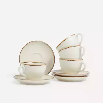 Набор из 4 чайных чашек и блюдец Coimbra Beige El Corte Ingls, бежевый