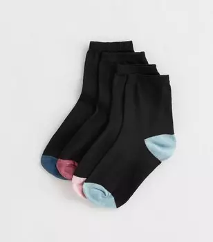 Набор из 4 черных носков на каблуке и носке New Look, черный