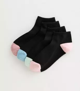 Набор из 4 черных спортивных носков New Look, черный