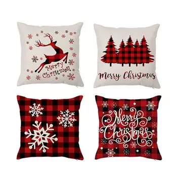 Набор из 4 декоративных наволочек бежевого цвета с рождественской тематикой, наволочка, 18 x 18 дюймов, 45 x 45 см (набор 3) CANDeal