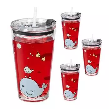 Набор из 4 детских очков с мотивом кита. Relaxdays, розовый