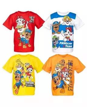 Набор из 4 футболок с рисунком «Щенячий патруль» для мальчиков для малышей «Чейз Маршалл Раббл Рокки» Nickelodeon, мультиколор