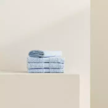 Набор из 4-х хлопковых туалетных полотенец 450 г/м2 Colors El Corte Ingls, небесно-голубой