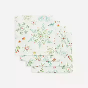 Набор из 4 хлопковых салфеток Christmas Snowflakes Basics El Corte Ingls, зеленый