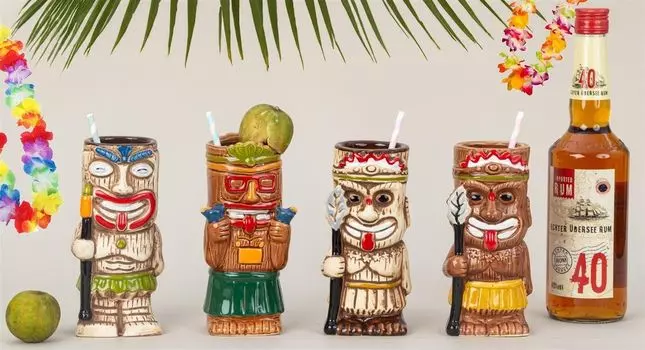 Набор из 4 керамических стаканчиков для коктейлей Tiki 440–550 мл Бокал для коктейлей Hawaii Geschenkestadl