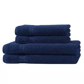 Набор из 4 махровых салфеток 2 полотенца для рук 2 полотенца для душа Elegance 100% хлопок 500 г/м 50x100 см 70x140 см черный Mskaan, синий