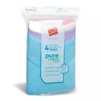 Набор из 4 майок Hanes Ultimate для девочек Pure Comfort Hanes