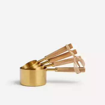 Набор из 4 мерных стаканов из стали и дерева акации El Corte Ingls, золото