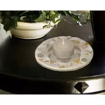 Набор из 4 подсвечников круглой формы пастельно-серого и желтого цвета диаметром 4 дюйма