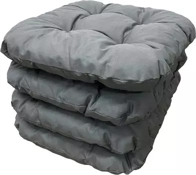 Набор из 4 подушек для сидения 38х38 см. Подушки для сидений. Подушки для стульев. Подушки для улицы и дома. Мягкие подушки для садовых стульев, подушки 8 см. HIGH LIVING, серый