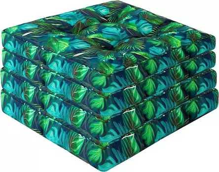 Набор из 4 подушек для стульев 49 x 47 см. Подушки для сидений. Мягкие подушки для улицы/в помещении. На улице/в помещении. Сад. Зимний гатрен. Отдых. Летние летние каникулы. Синие листья Stanislaw Jurga