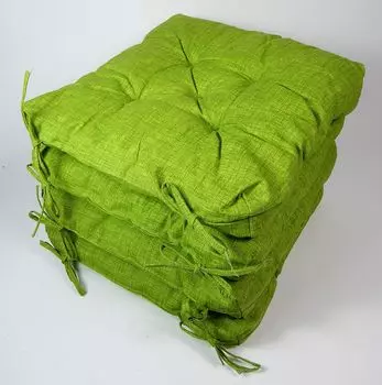 Набор из 4 подушек для стульев/сидений Rattani Klara 42 x 42 см, толщина 8 см, ткань LONETA Nuevo Light Green, зеленый