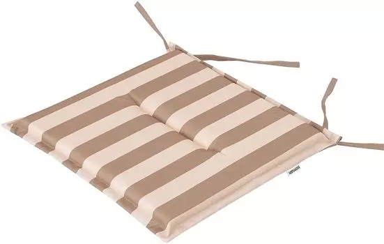 Набор из 4 подушек для стула/сиденья 46x45 см, толщина 4 см, подушки для сидения, мягкие подушки, для сада/в помещении, для отдыха, лето - бежевый с полосками Hobbygarden