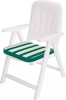 Набор из 4 подушек для стула/сиденья 46х45 см, толщина 4 см, подушки для сидения, мягкие подушки, для сада/в помещении, для отдыха, лето - зеленый в полоску Hobbygarden