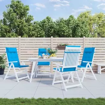 Набор из 4 подушек для высокой спинки The Living Store из оксфордской ткани голубого цвета, синий